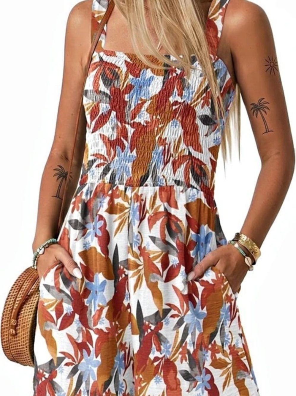 Floral Mini Dress in Red & Blue Size Small NWT